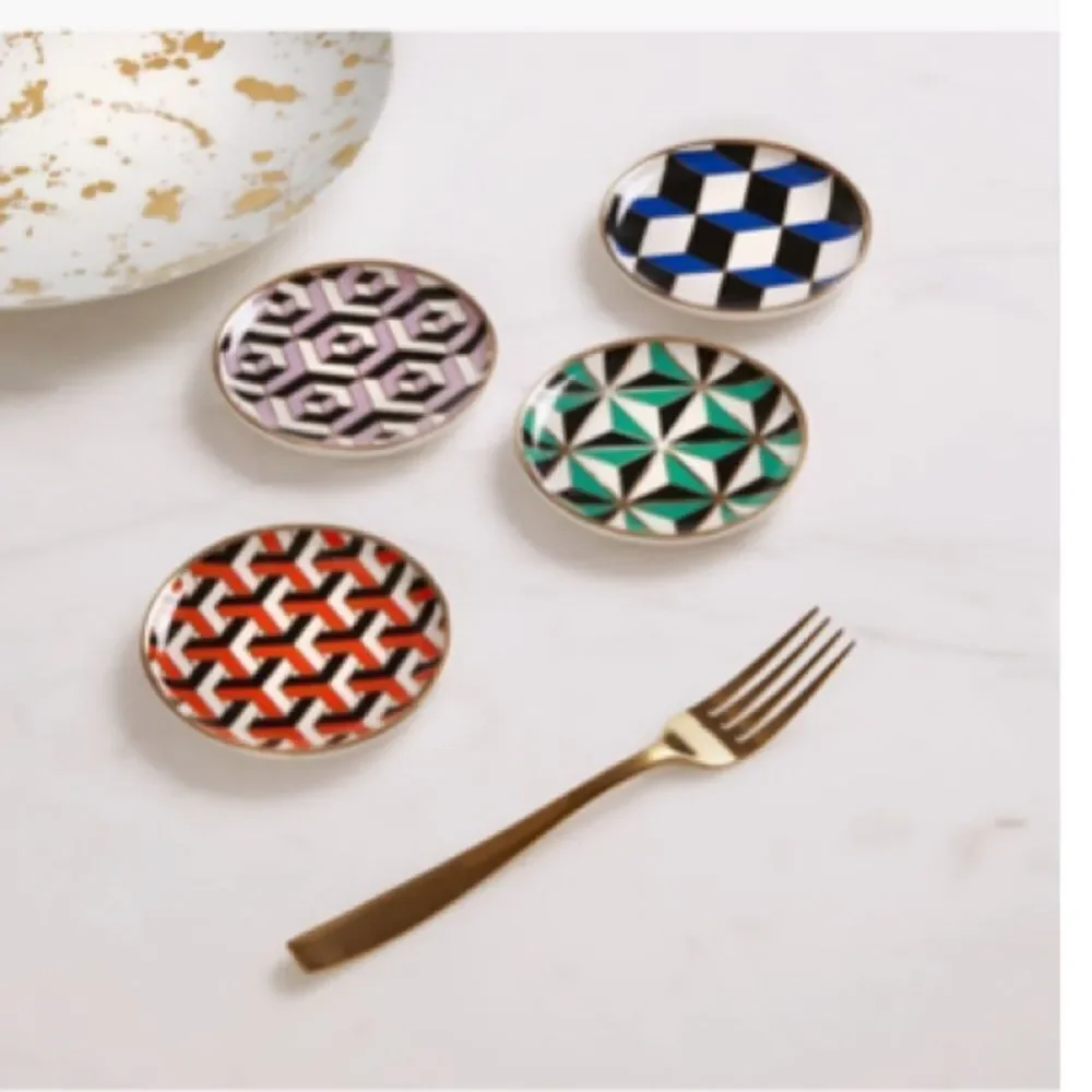 Jonathan Adler Versailles Coaster Set, Purple / Green / Red / Blue, NEW